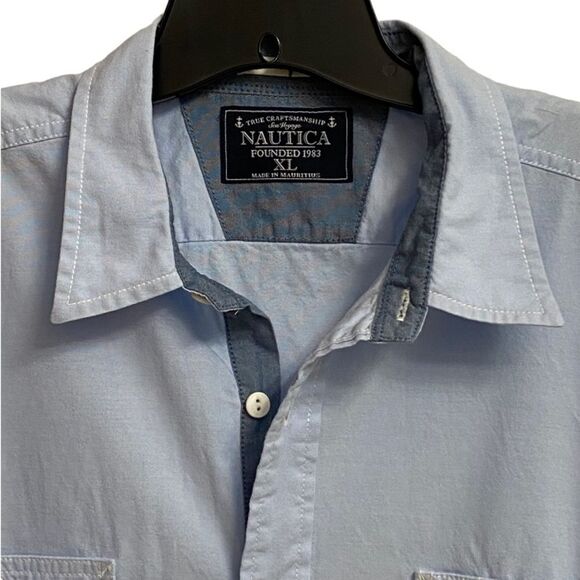 Nautica's Men's Light Blue Button Down Shirt Size XL Long Sleeve Cotton Soft - Picture 7 of 11